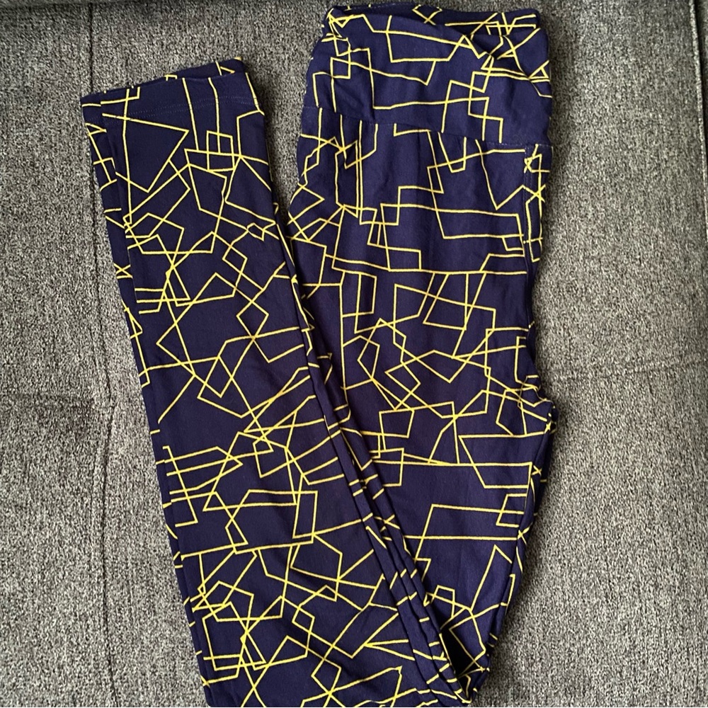 New LulaRoe OS Navy and Yellow Leggings